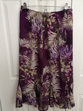 Tanjay Petites Purple Floral Print Flare Skirt Size 12P